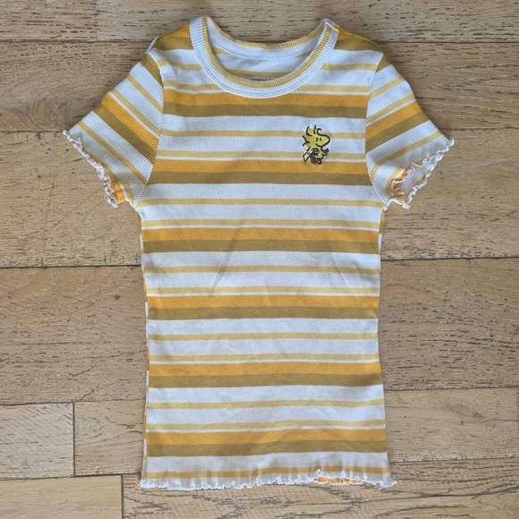 Peanuts Woodstock Striped Ribbed Tee kidcore fall vibes snoopy - Picture 1 of 5
